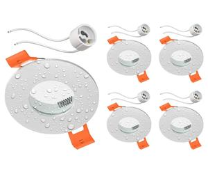 ledscom.de: 5 marcos empotrables para techo, modelo ERID, aptos para ambientes húmedos, baños, IP44, redondos, blanco mate (GU10/MR16/GU5,3/50mm), incluyendo portalámparas GU10 – Cantidad: 5 unidades