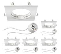 ledscom.de - 5 marcos empotrables para techo, modelo RIR, color blanco mate, forma rectangular (para LED/halógeno/GU10/MR16/PAR16/50mm), incluye portalámparas GU10 – Blanco (mate), tamaño: 5 unidades