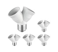 ledscom.de 5x base E27, adaptador divisor de 2 vías, blanco