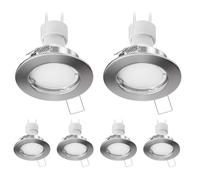 ledscom.de 6 focos empotrables de techo FERE, marco de montaje cromado mate, GU10, PAR16, LED, 450 lm, blanco
