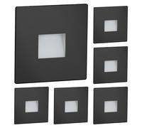 ledscom.de: 6 luces LED para escaleras/focos empotrables para pared, aptos para interior y exterior, tipo downlight, cuadrados, color , 85 x 85 mm, luz blanca cálida