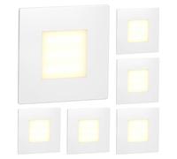 ledscom.de: 6 luces LED para escaleras/focos empotrables para pared, modelo FEX, para interior y exterior, de forma cuadrada, 85 x 85 mm, luz cálida – Blanco / Color de la luz: Blanco cálido, Cantidad