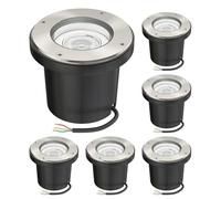 ledscom.de 6 luminarias empotradas en el suelo BOFU para exterior, orientables, de acero inoxidable, redondas, IP67, 150 mm de diámetro, con lámpara LED incluida (blanco cálido, 5,4 W, 510 lm,