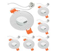 ledscom.de: 6 marcos empotrables para techo de baño ERID, apto para ambientes húmedos, baño, IP44, redondos, blanco mate, incluye portalámparas GU5.3 – Cantidad: 6 unidades (paquete de 1)