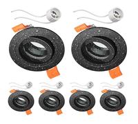 ledscom.de 6 marcos empotrables para techo de baño ERID, para ambientes húmedos, baño, IP44, redondos, orientables, negro mate, con casquillo GU10 incluido