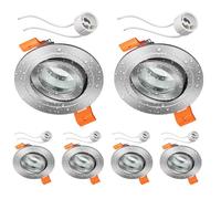 ledscom.de 6 marcos empotrables para techo de baño ERID, para ambientes húmedos, baño, IP44, redondos, orientables, aluminio mate, con casquillo GU10 incluido