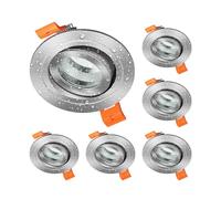 ledscom.de 6 marcos empotrables para techo de baño ERID, para ambientes húmedos, baño, IP44, redondos, orientables, aluminio mate