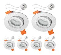 ledscom.de 6 marcos empotrables para techo de baño ERID, para ambientes húmedos, baño, IP44, redondos, orientables, blanco mate, con casquillo GU10 incluido