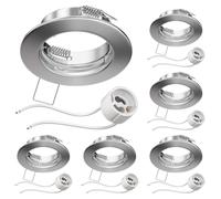 ledscom.de: 6 marcos empotrables para techo, marca FERE, acabado cromado mate (para bombillas LED/halógenas/GU10/MR16/PAR16, con un diámetro de 50 mm), incluyendo portalámparas GU10