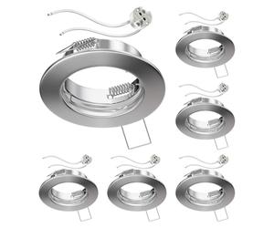 ledscom.de: 6 marcos empotrables para techo, marca FERE, acabado cromado mate (para bombillas LED, halógenas, MR16, de 50 mm), incluyendo portalámparas GU5.3