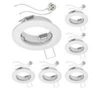 ledscom.de: 6 marcos empotrables para techo, marca FERE, color blanco mate (para bombillas LED, halógenas, MR16, de 50 mm), incluyendo portalámparas GU5.3