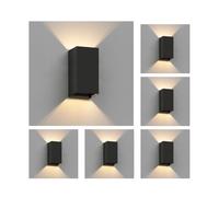 ledscom.de 6x Aplique CUBEL para exterior, IP65, up/downlight, negro mate, angular, 1x G9 máx. 10W