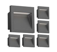 ledscom.de 6x Aplique empotrable LED NOLA, downlight para exteriores, IP54, antracita mate, 90 x 90mm, blanco frío