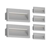 ledscom.de 6x Aplique empotrable LED NOLA, downlight para exteriores, IP54, gris mate, 140 x 70mm, blanco cálido