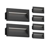 ledscom.de 6x Aplique empotrable LED NOLA, downlight para exteriores, IP54, negro mate, 140 x 70mm, blanco cálido