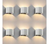 ledscom.de 6x Aplique RUNEL para exterior, IP65, up/downlight, blanco mate, redondo, 1x G9 máx. 10W