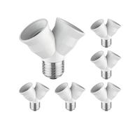 ledscom.de 6x base E27, adaptador divisor de 2 vías, blanco