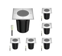 ledscom.de 6x Lámpara empotrable de suelo RELI para exteriores, IP67, acero inoxidable, angular, 11 x 11cm, 1x GU10 máx. 15W, esmerilado