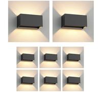 ledscom.de 8 apliques de pared CUBEL para exterior, IP65, iluminación ascendente/descendente, antracita mate, rectangulares, 2x G9, máx. 10 W