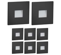 ledscom.de: 8 luces LED para escaleras/focos empotrables para pared, aptos para interior y exterior, tipo downlight, cuadrados, color , 85 x 85 mm, luz blanca fría