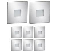 ledscom.de: 8 luces LED para escaleras/focos empotrables para pared, aptos para interior y exterior, tipo downlight, forma cuadrada, acero inoxidable, 85 x 85 mm, luz blanca fría