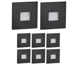 ledscom.de: 8 luces LED para escaleras/focos empotrables para pared, aptos para interior y exterior, tipo downlight, cuadrados, color , 85 x 85 mm, luz blanca fría