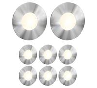 ledscom.de: 8 luces LED para escaleras/focos empotrables para pared, modelo FEX, para interior y exterior, redondos, acero inoxidable, 85 mm de diámetro, luz blanca cálida