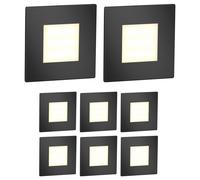 ledscom.de: 8 luces LED para escaleras/focos empotrables para pared, modelo FEX, para interior y exterior, de forma cuadrada, color , 85 x 85 mm, luz blanca cálida