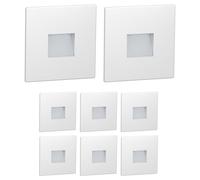 ledscom.de: 8 luces LED para escaleras/focos empotrables para paredes, aptos para interior y exterior, tipo downlight, de forma cuadrada, 85 x 85 mm, luz blanca fría