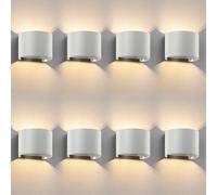 ledscom.de 8x Aplique RUNEL para exterior, IP65, up/downlight, blanco mate, redondo, 1x G9 máx. 10W