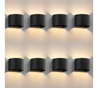 ledscom.de 8x Aplique RUNEL para exterior, IP65, up/downlight, negro mate, redondo, 1x G9 máx. 10W