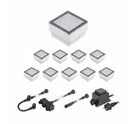 ledscom.de Adoquín LED Gorgon luz empotrada en el suelo para exteriores, 10x10cm, 12V, blanco cálido juego de 10