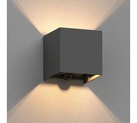 ledscom.de Aplique CUBEL para exterior, IP65, luz ascendente/descendente, detector de movimiento, antracita mate, cuadrado, 1x G9 máx. 10W