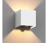 ledscom.de Aplique CUBEL para exterior, IP65, luz ascendente/descendente, detector de movimiento, blanco mate, cuadrado, 1x G9 máx. 10W