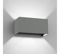 ledscom.de Aplique CUBEL para exteriores, gris, IP65, up & downlight, incl. 2 lámparas LED, 4,4 W c/u, 596 lm, blanco