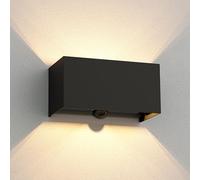 ledscom.de Aplique CUBEL, sensor crepuscular, detector de movimiento para exteriores, IP65, up/downlight, negro mate, rectangular, 2x G9 máx. 10W