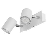 ledscom.de, aplique de pared WAIKA, de dos luces, con interruptor, blanco mate, incluye bombillas LED GU10, PAR16, blanco cálido, cada una de 6,3W, 374 lúmenes, 70°, regulador de intensidad de 3 nivel