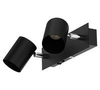 ledscom.de, aplique de pared WAIKA, de dos luces, con interruptor, color mate, diseño rectangular, 2 x GU10, máximo 60W