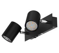 ledscom.de, aplique de pared WAIKA, de dos luces, con interruptor, color mate, incluye bombillas LED GU10, cada una de 227 lúmenes, luz blanca cálida