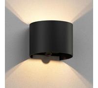 ledscom.de Aplique RUNEL para exterior, IP65, luz ascendente/descendente, detector de movimiento, negro mate, redondo, 1x G9 máx. 10W