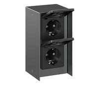 ledscom.de Base de enchufe para exteriores STEDDA de 2 pliegues, IP44, acero inoxidable antracita vertical, bases de enchufe para jardín, terraza y exteriores