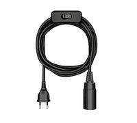 ledscom.de Cable textil LEHA, enchufe, interruptor, negro brillante, 3 m, portalámparas, 1x E14 máx. 60W