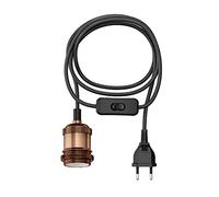 ledscom.de Cable textil RETRA, enchufe, interruptor, bronce mate, 3 m, portalámparas, 1x E27 máx. 60W