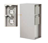 ledscom.de Columna de Enchufe de jardín POMI para Exteriores, IP44, 4 vías, Acero Inoxidable, Angular, 23 cm, Torre de Enchufe, Toma de Corriente para Exteriores, Columna de energía, Columna de