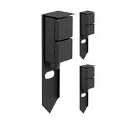 ledscom.de Columna de enchufes para jardín PIWI (3 Unidades) con estaca para el Suelo, para Exterior, IP44, Doble, Acero Inoxidable, Negro, Cuadrada, 30 cm