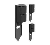 ledscom.de Columna de enchufes para jardín PIWI (3 Unidades) con estaca para Exterior, IP44, Doble, Acero Inoxidable, Antracita, Cuadrada, 30 cm