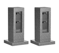 ledscom.de Columna de enchufes para jardín Pock (2 enchufes), para Exterior, IP44, Doble, Antracita (Aspecto de Piedra), Rectangular, 30 cm