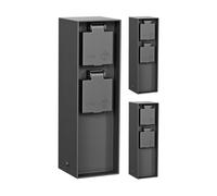 ledscom.de Columna de enchufes para jardín POKU, 3 enchufes, para Exterior, IP44, Doble, plástico, Antracita, Cuadrada, 23 cm