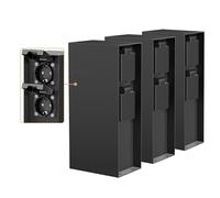ledscom.de Columna de enchufes para jardín POMI, 3 Unidades, para Exterior, IP44, 4 enchufes, Acero Inoxidable, Negro, Rectangular, 23 cm