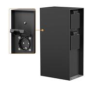 ledscom.de Columna de enchufes para jardín POMI IP44, 2 Tomas Schuko, con Sensor crepuscular para iluminación de jardín, Acero Inoxidable, Negro, Cuadrada, 23 cm